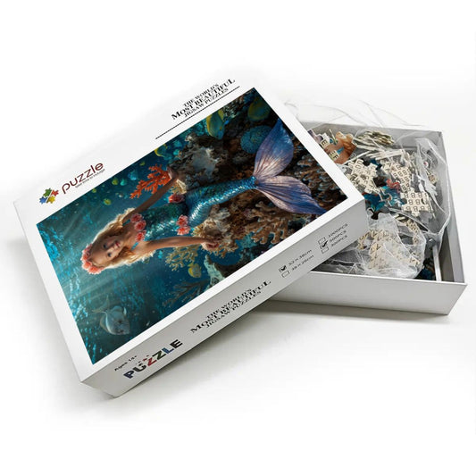 Custom Mermaid Puzzle for Kids – Dive into a Whimsical Underwater World with Your Child’s Photo | Keepsake for Mermaid-Loving Girls 🐠🌟. R26(MXX)