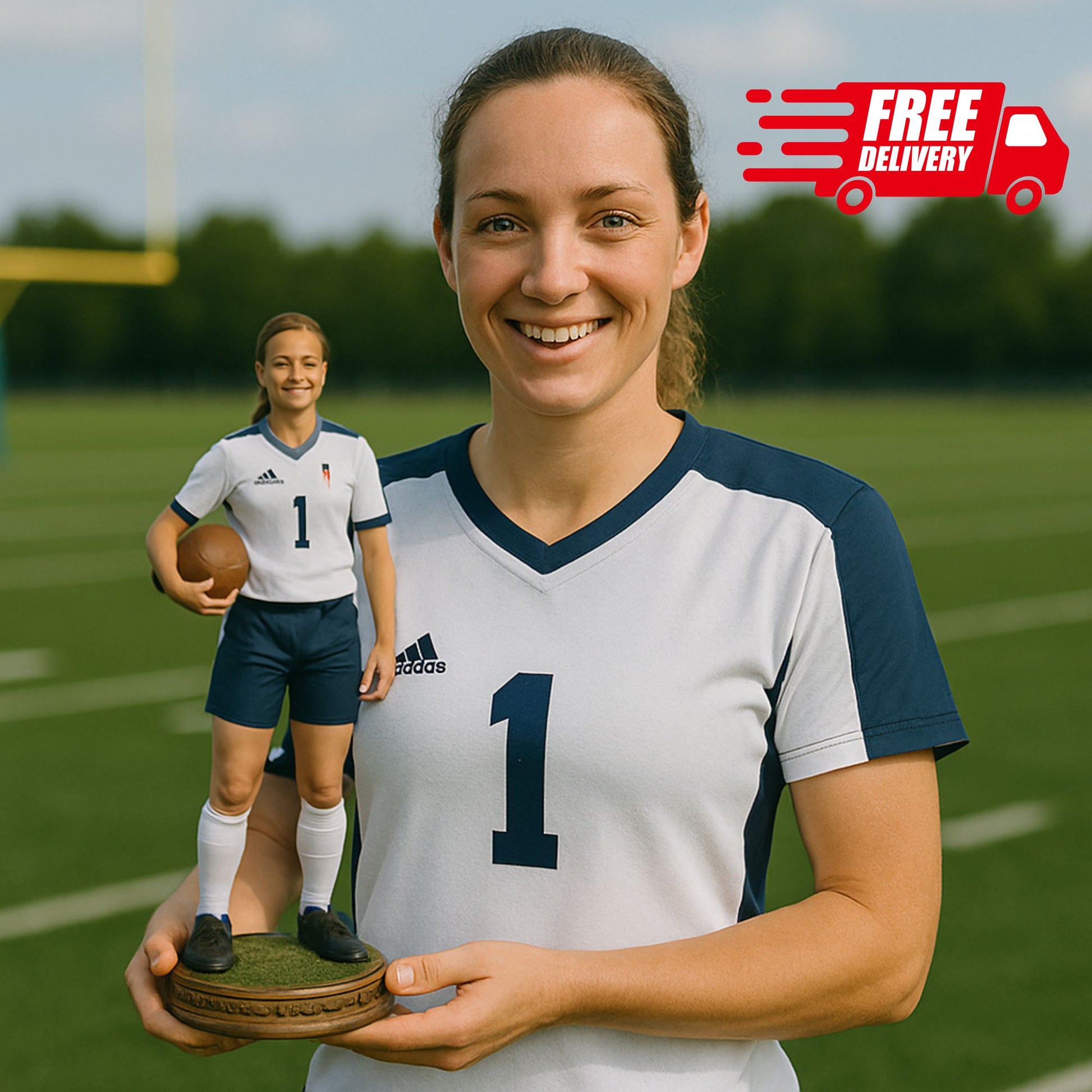 Custom 3D Football Player Figurine Made from Your Photo – Personalized Bobblehead Gift for Athletes, Sports Fans, Birthdays, or Team Awards