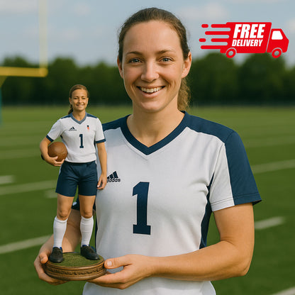 Custom 3D Football Player Figurine Made from Your Photo – Personalized Bobblehead Gift for Athletes, Sports Fans, Birthdays, or Team Awards