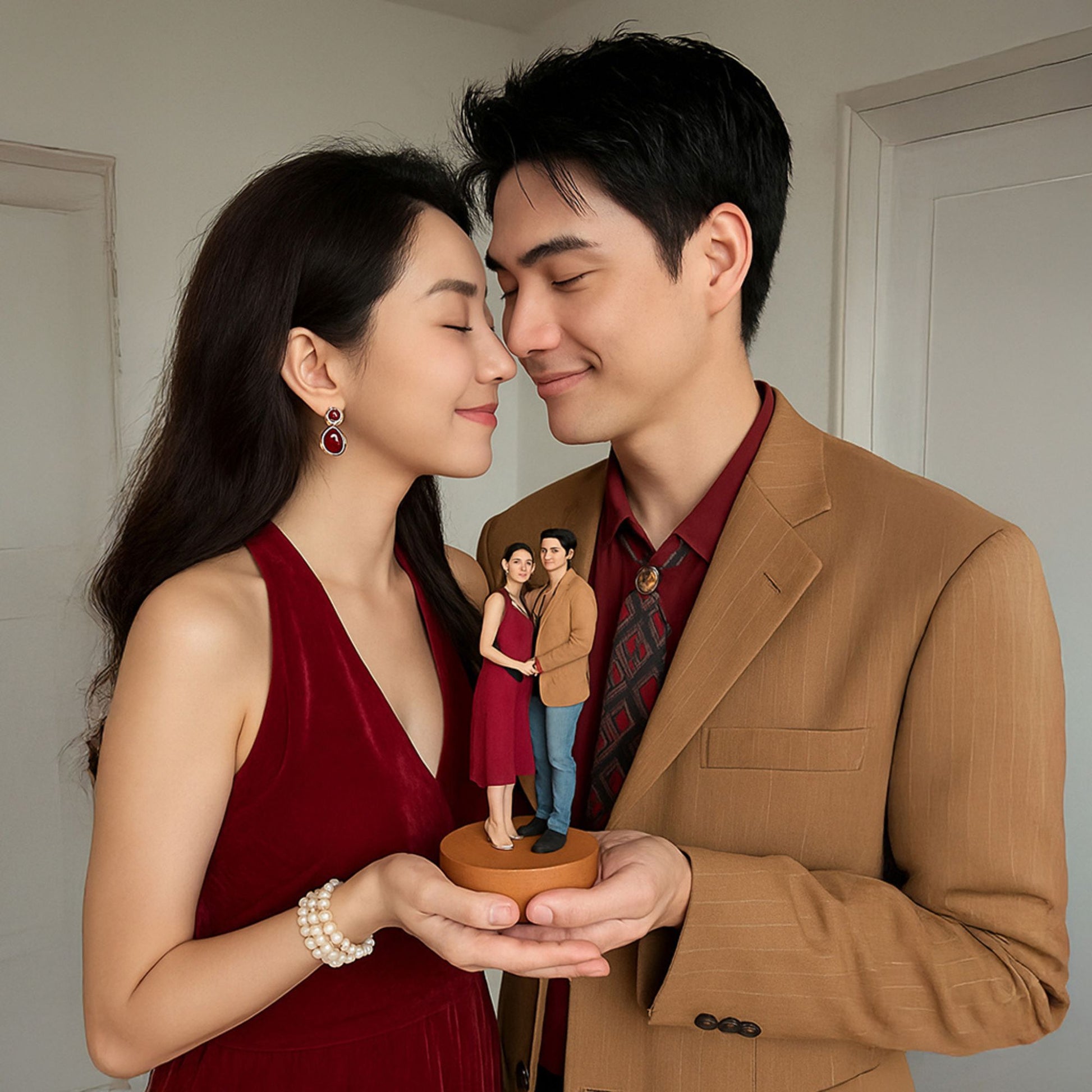 Custom Realistic Wedding Couple Bobbleheads – Personalized 3D Bride and Groom Figurines – Unique Wedding Cake Topper, Engagement, or Anniversary Gift for Couples