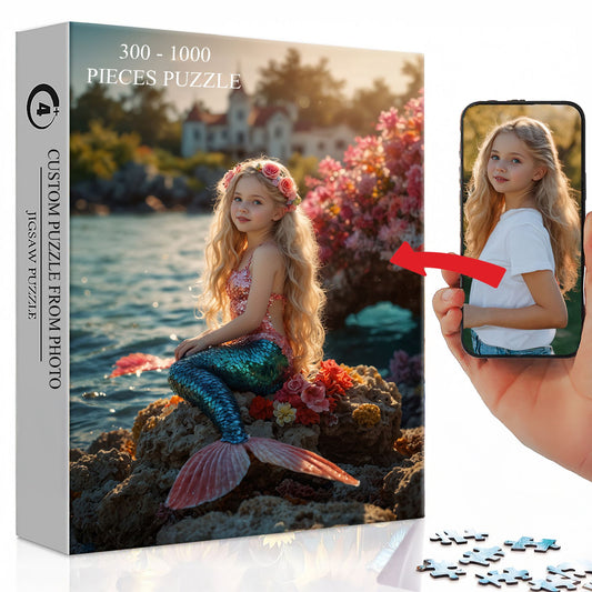 Personalized Mermaid Princess Puzzle – Your Child as an Enchanted Mermaid in an Underwater Adventure | A Heartwarming Custom Gift 🎁🌸. R26(XMX)
