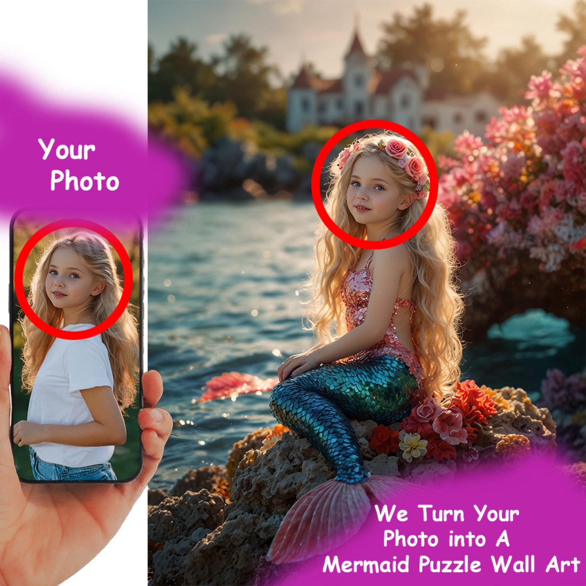 Personalized Mermaid Princess Puzzle – Your Child as an Enchanted Mermaid in an Underwater Adventure | A Heartwarming Custom Gift 🎁🌸. R26(XMX)