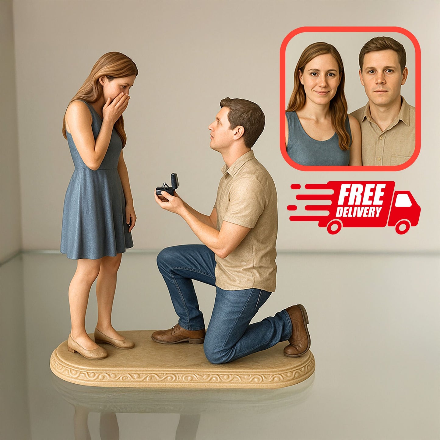 Celebrate love with a one-of-a-kind keepsake! Our&nbsp;custom color 3D printed wedding couple figurine is a beautifully detailed and realistic sculpture that captures you and your partner in a moment that lasts forever. Whether it's for a wedding cake topper, an anniversary gift, or a romantic home display, this personalized figurine is crafted to reflect your style, attire, and personality—down to the smallest details.