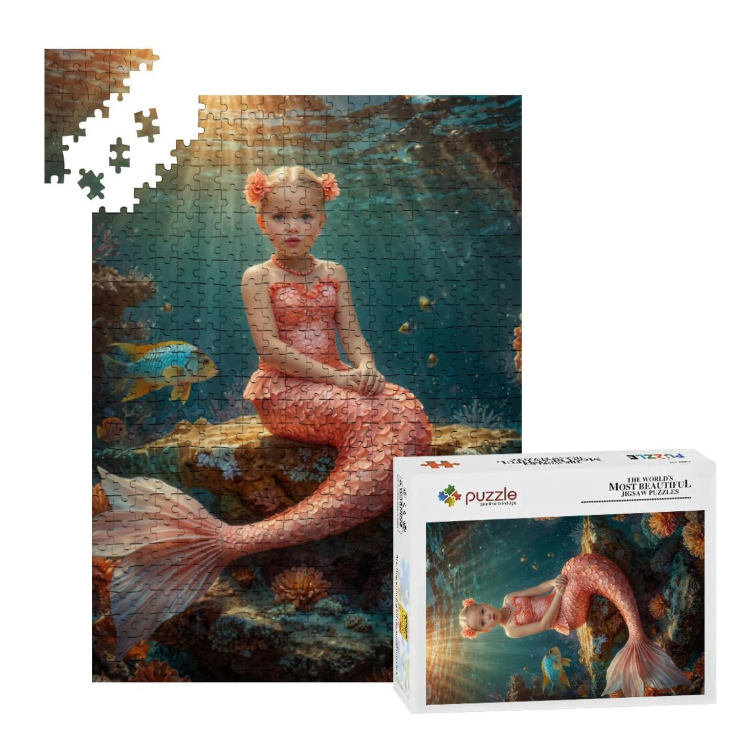 Personalized Mermaid Puzzle – Create a Stunning Mermaid Portrait from Your Daughter’s Photo, Magical Ocean Keepsake Gift Idea 🧜‍♀️🎨. R26(MXX)