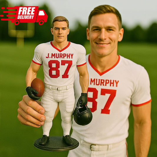 Custom 3D Printed Football Figurine From Photo – Personalized Bobblehead, Unique Sport Gift for Football Lovers, Birthday & Holiday Keepsake