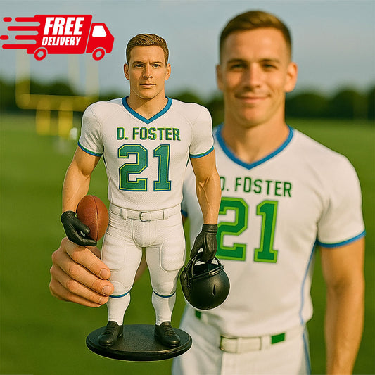 Custom 3D Football Figurine from Photo, Personalized Sports Bobblehead, Sculpted Athlete Gift for Fans, Kids, Collectors & Football Lovers