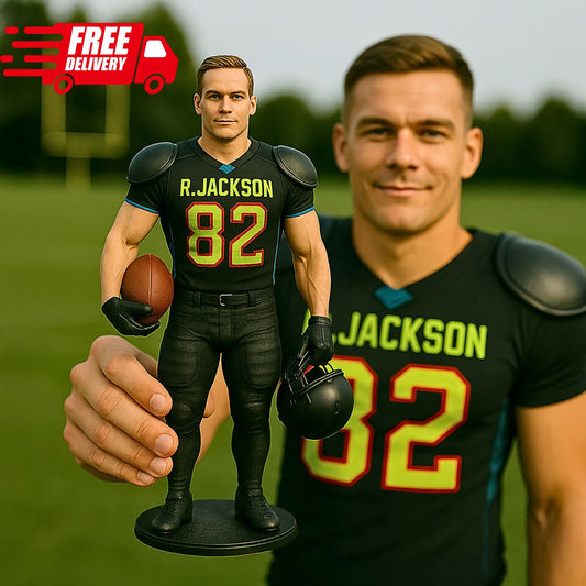 Custom Football Figurines from Your Photo, Personalized 3D Printed Sports Bobbleheads, Hand-Sculpted Gifts for Athletes, Fans, and Collectors
