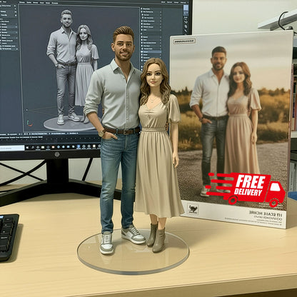 Custom 3D Realistic Couple Bobbleheads – Personalized Wedding Figurines for Bride and Groom – Beautiful Cake Topper or Unique Anniversary Gift for Married Couples