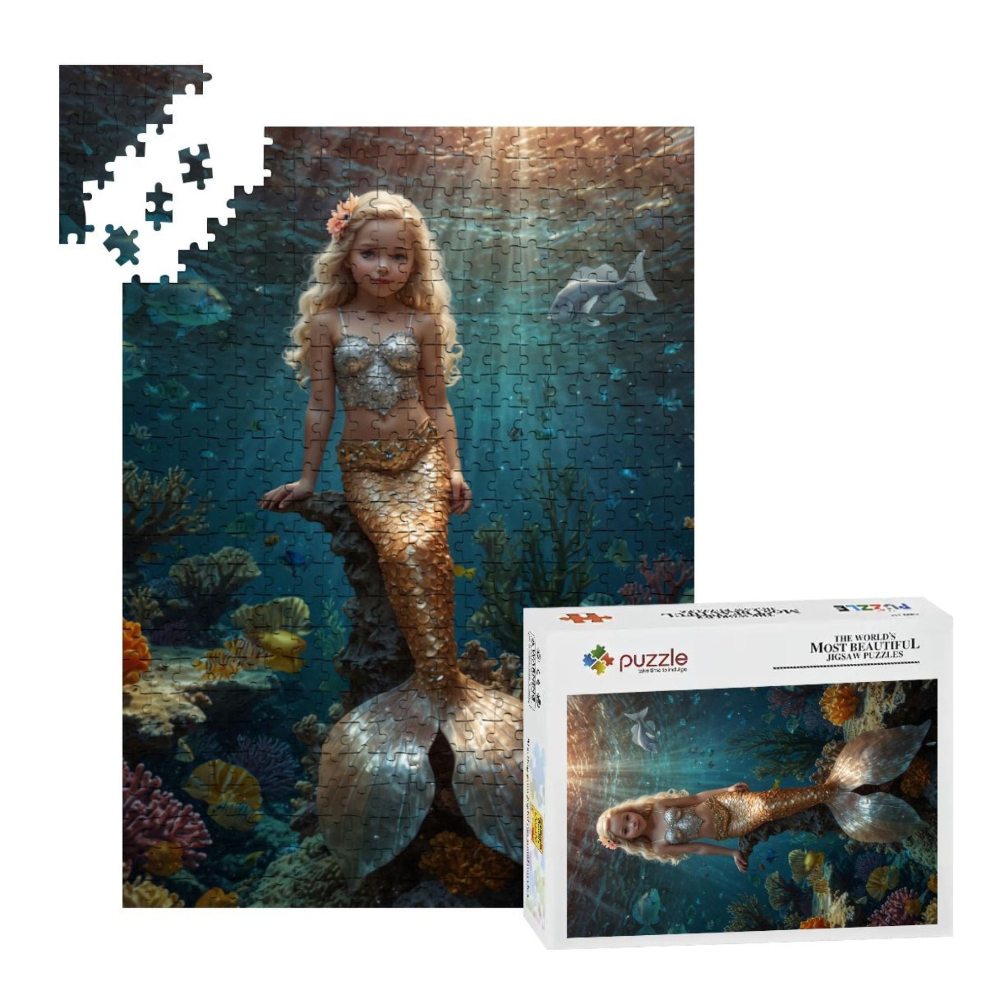 Custom Mermaid Kids Puzzle – Turn Your Child’s Photo into a Magical Mermaid Scene | Personalized Gift for Ocean-Loving Little Girls 🧜‍♀️✨