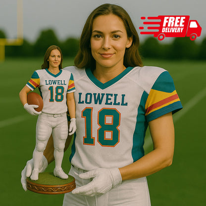 Custom 3D Printed Football Figurine From Photo – Personalized Bobblehead, Unique Sport Gift for Football Lovers, Birthday & Holiday Keepsake