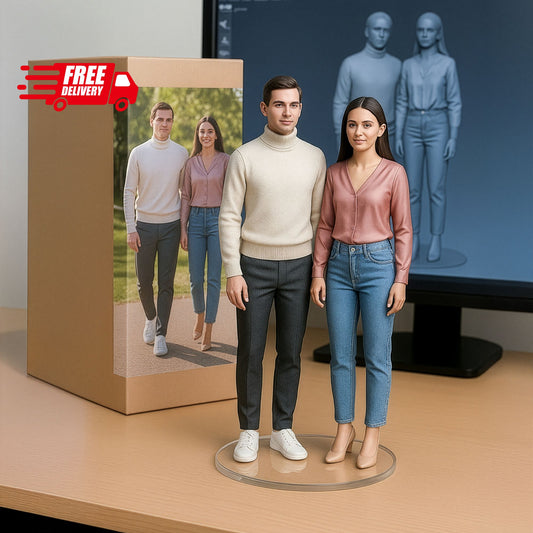 Custom 3D Wedding Bobbleheads – Personalized Realistic Bride and Groom Figurines – Perfect Cake Topper, Engagement Gift, or Anniversary Keepsake for Romantic Couples