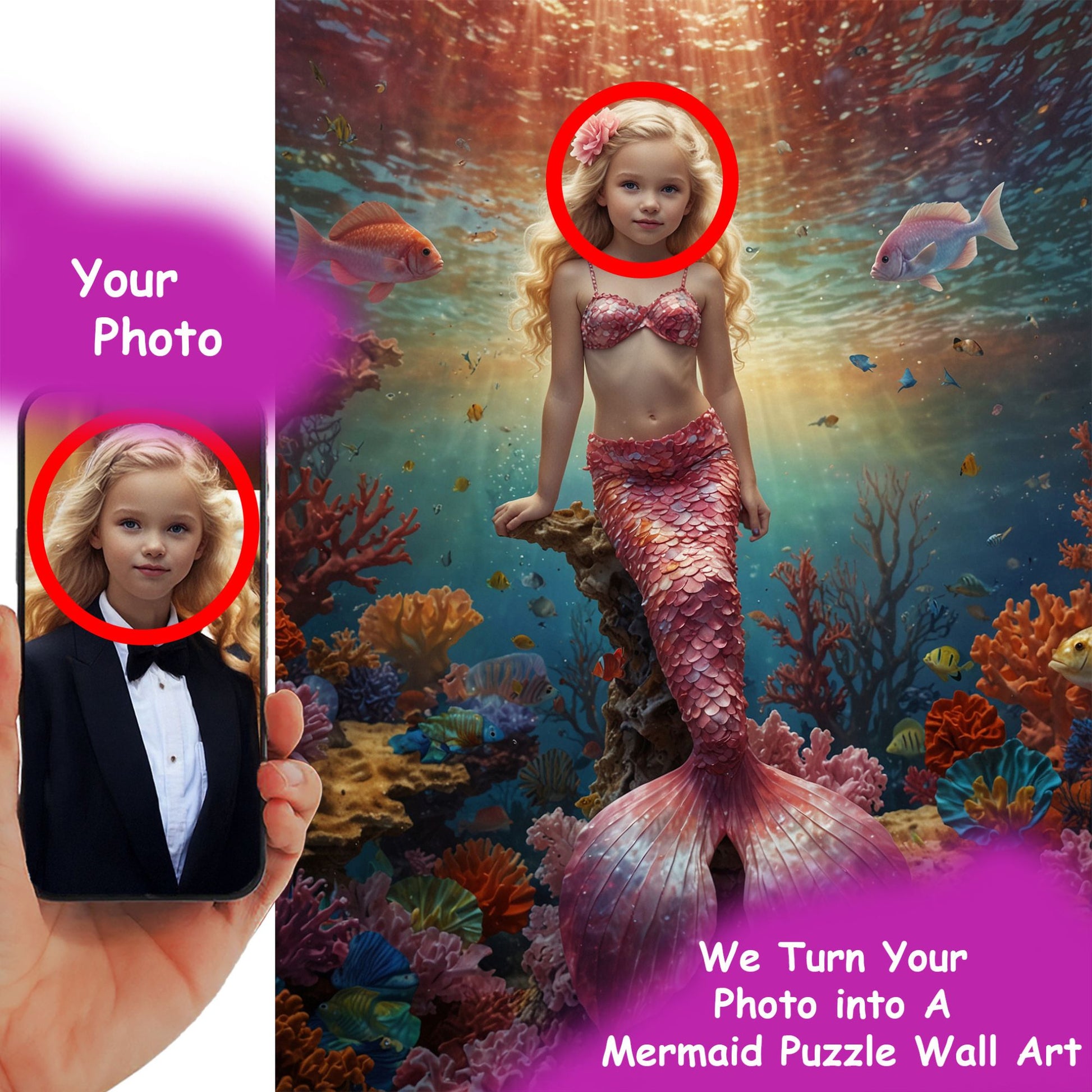 Personalized Mermaid Puzzle for Girls – Your Child Becomes a Sparkling Sea Princess, Birthday Keepsake for Mermaid Dreamers 🐚💖. R26(TTT)