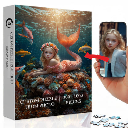 🌊 Custom Mermaid Kids Puzzle – Personalized Puzzle from Your Child’s Photo | Unique Gift & Keepsake for Mermaid-Loving Kids 🧜‍♀️